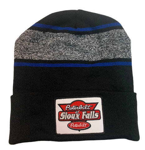 Black, Blue, and Gray Patch Stocking Hat
