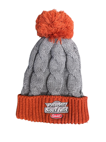 Rust and Gray Pom-Pom Stocking Hat