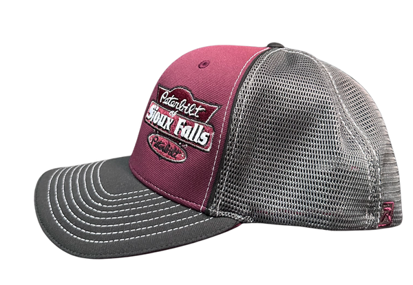 Maroon, Gray, and Black Hat