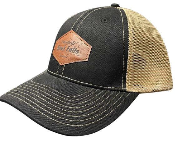 Black and Tan Netted Hat with Brown Patch