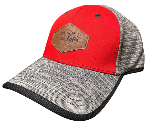 Red and Gray Hat with Brown Patch