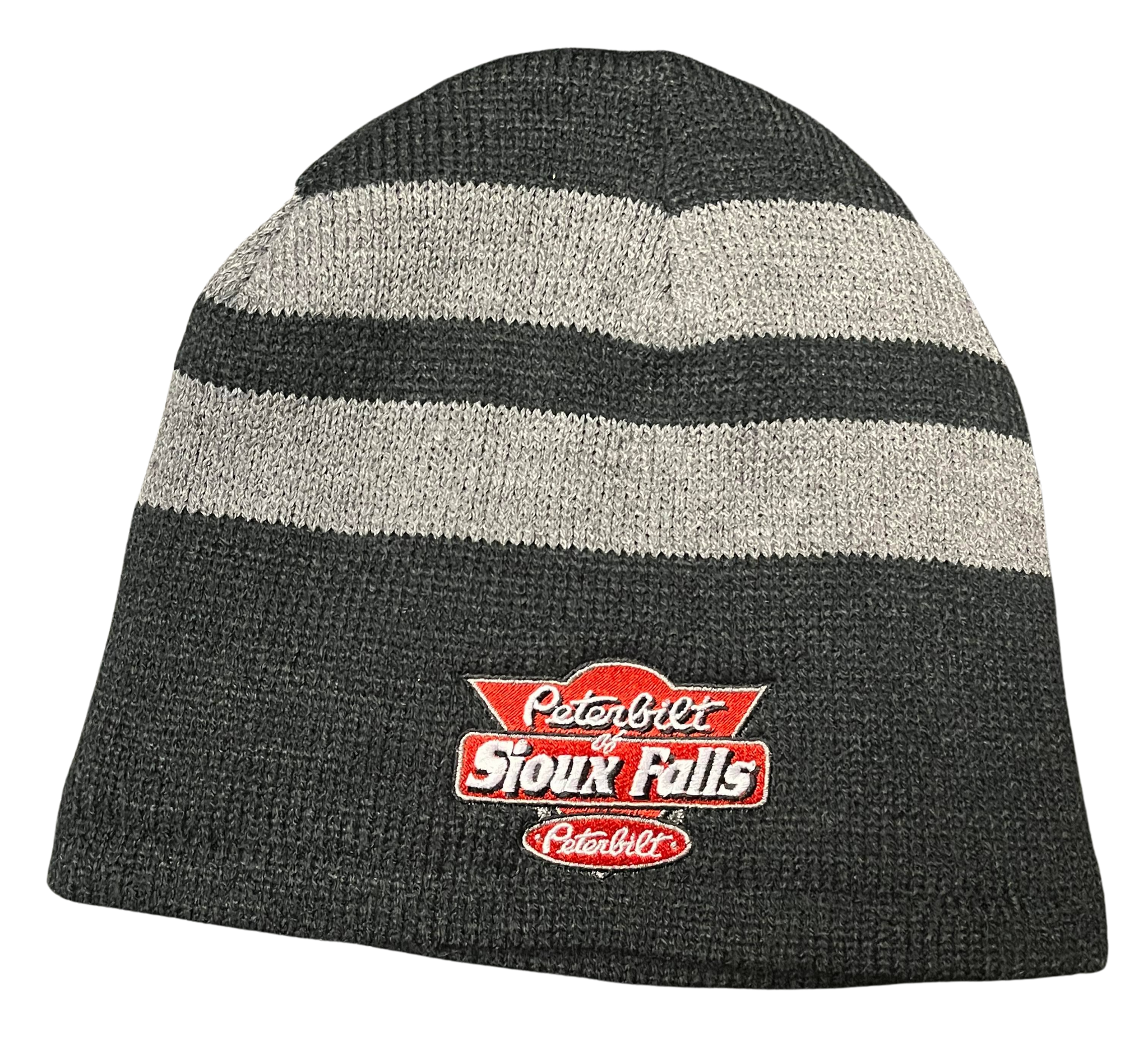 Black and Gray Striped Stocking Hat