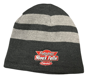 Black and Gray Striped Stocking Hat