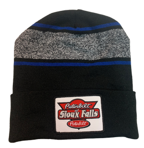 Black, Blue, and Gray Patch Stocking Hat