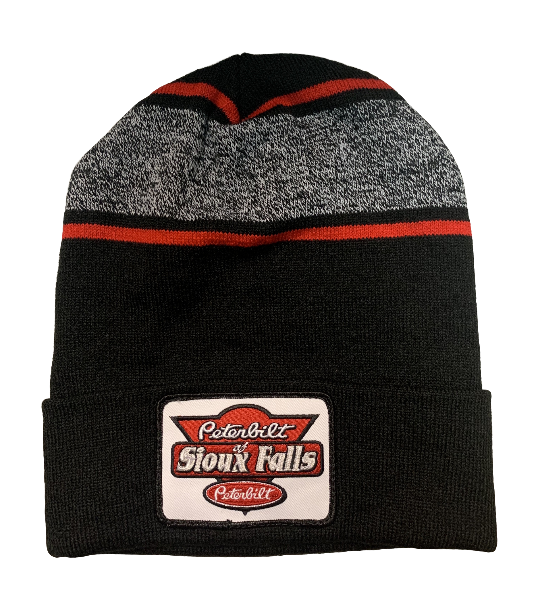 Black, Red, and Gray Patch Stocking Hat
