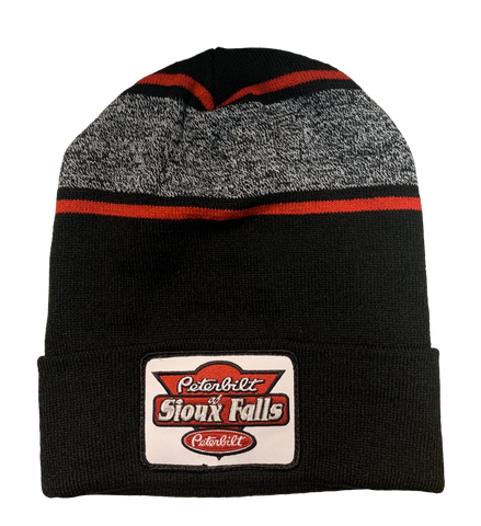 Black, Red, and Gray Patch Stocking Hat